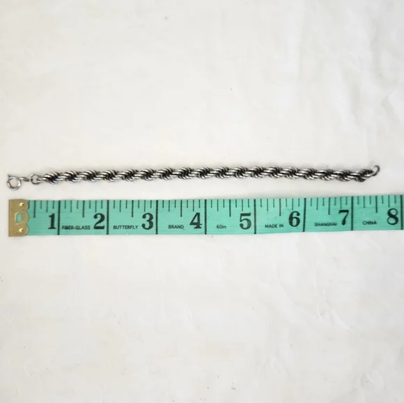 Italian Silver Rope Chain Bracelet - Picture 9 of 9